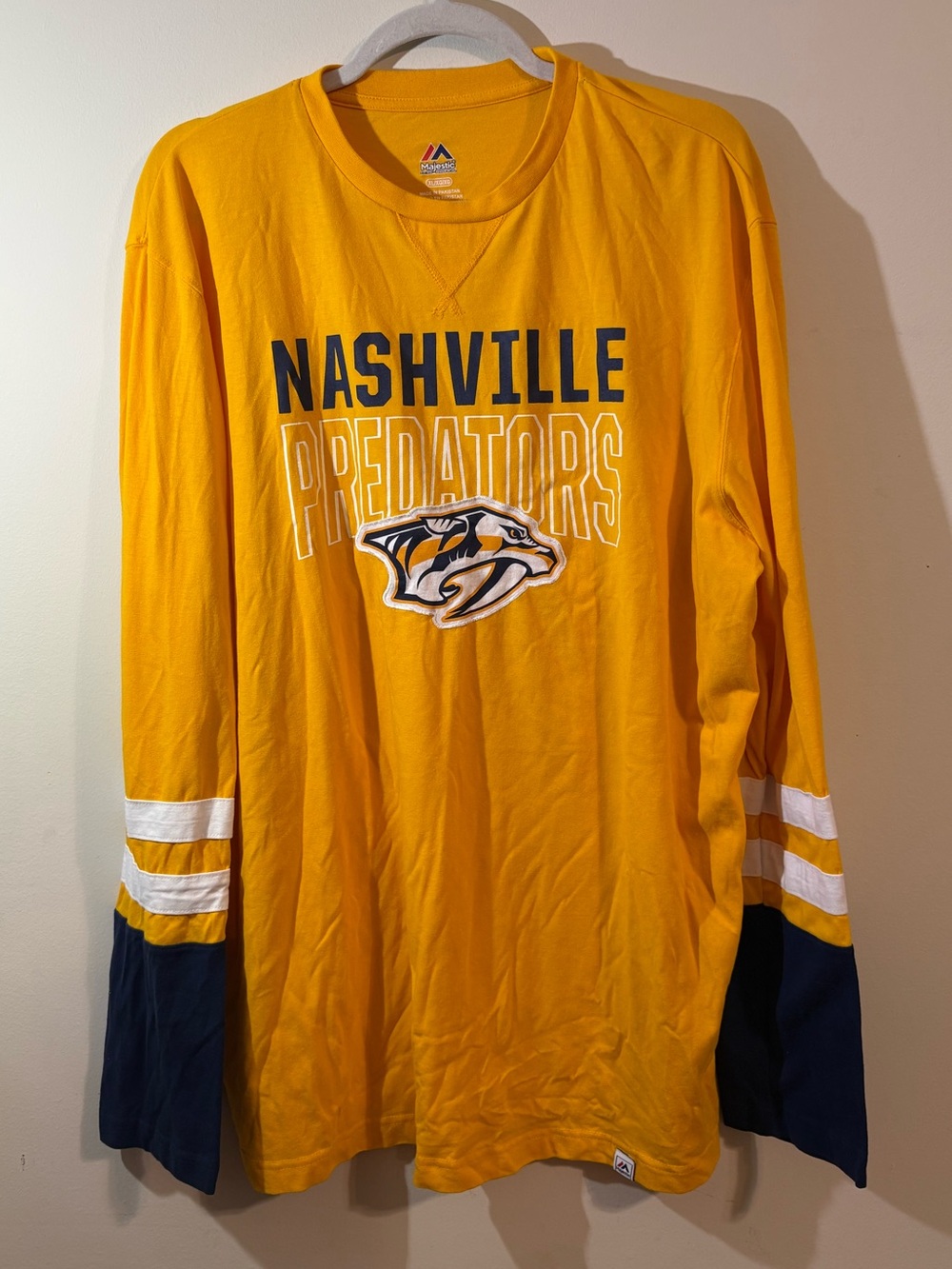 Majestic Nashville Predators‎ Gold Long-Sleeve T-shirt men’s XL Hockey NHL